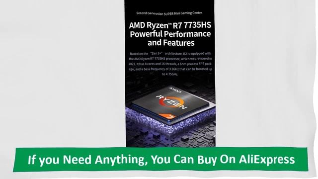 GMKtec K2 Mini Pc AMD Ryzen 7 7735HS 8C/16T DDR5 16/32GB 512GB/1TB SSD Window 11 Pro Computer