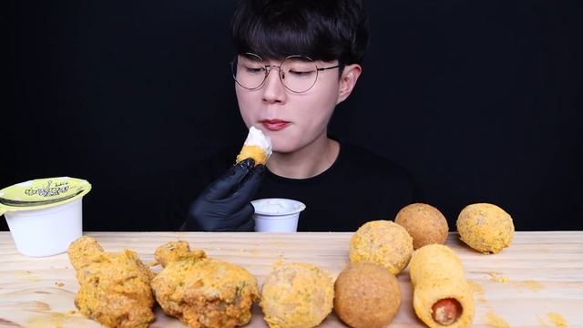 뿌링 치즈볼 핫도그 뿌링클 치킨 먹방ASMR MUKBANG FRIED CHICKEN & HOTDOG & CHEESE BALL チキン チーズボール eating sounds