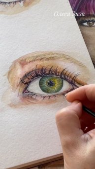 Fashion-иллюстрация. Детали. Глаза акварелью
