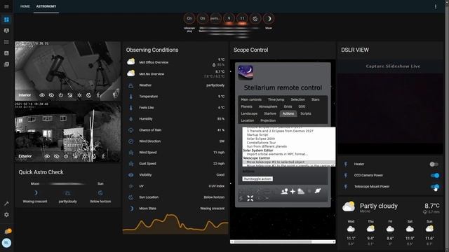 Demo Of Remote Observatory Using Home Assistant