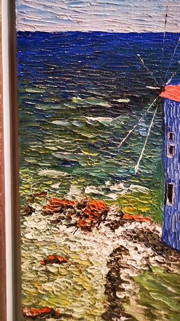 Картина "Морская Мельница" холст масло, фантазия 2022г, Автор Дмитрий Асеев
