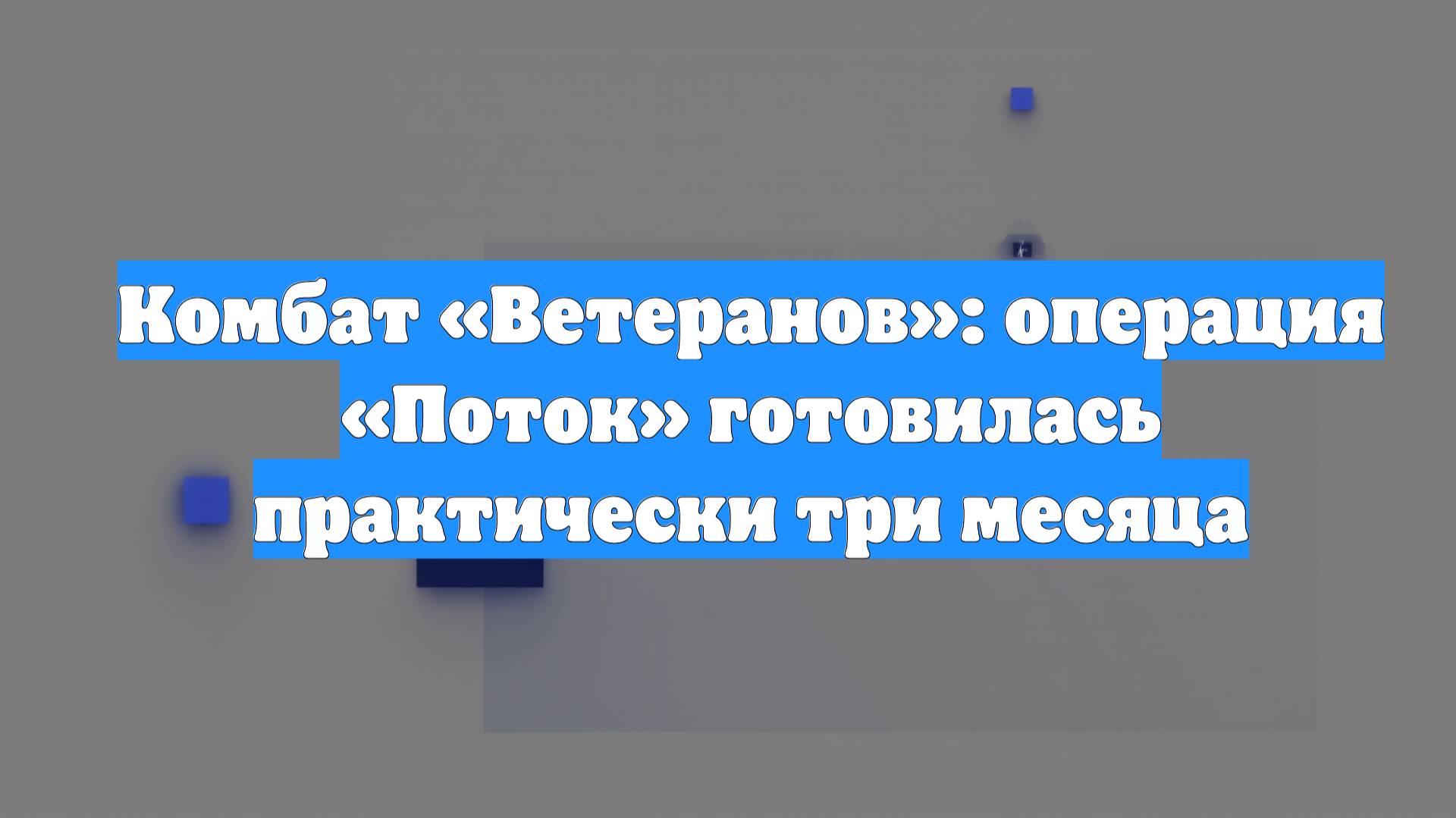 Комбат «Ветеранов»: операция «Поток» готовилась практически три месяца