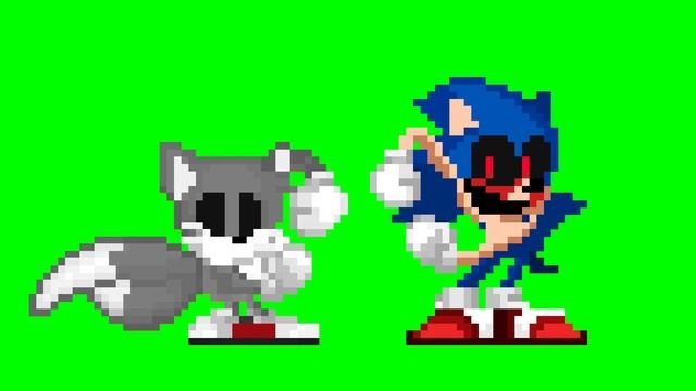 Classic Sonic.exe and Tails.exe dancing meme Green Screen Animation