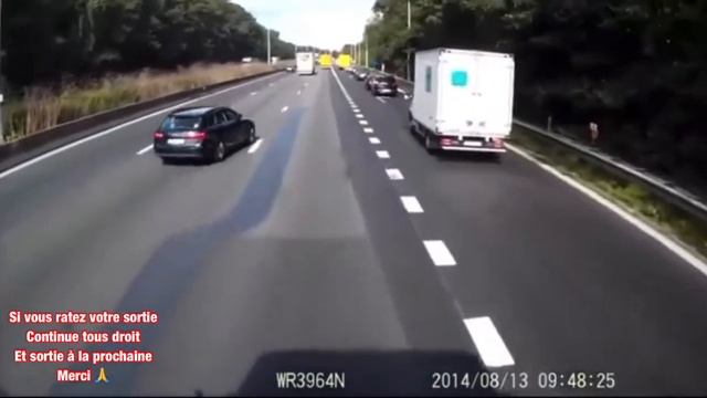 Spectaculaire accident d’un poid lourd avec une voiture en autoroute