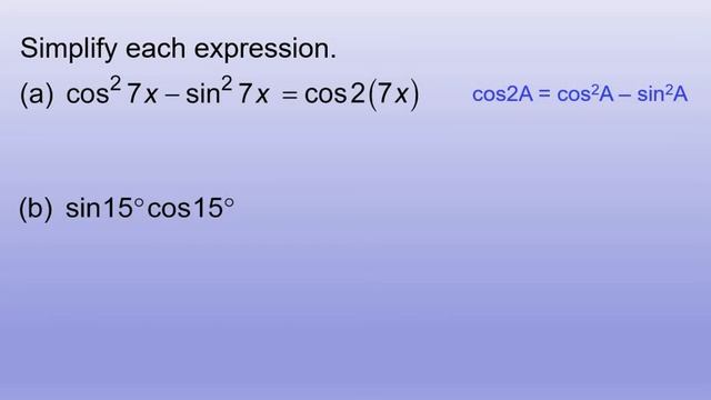 MATH1720 Lecture 24 Chapter 5 Section 5 Double Angle Identities
