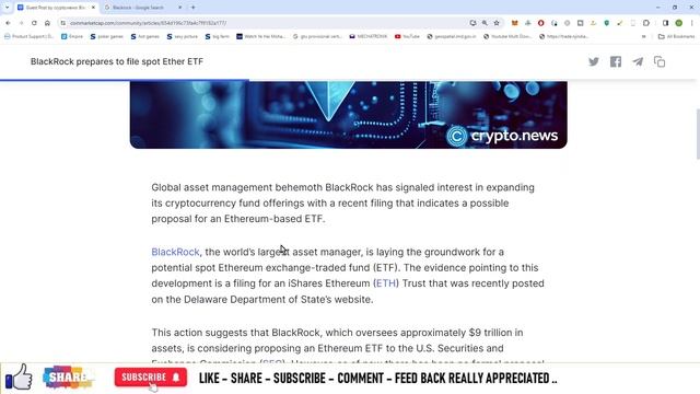 #998 | Crypto News | BlackRock prepares to file spot Ether ETF