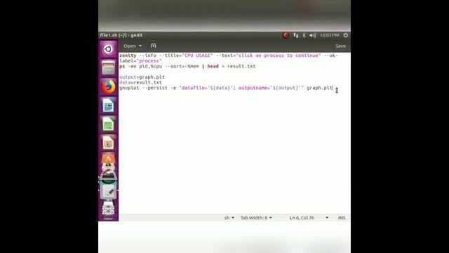 Design graph  for system process using the shell script and gnuplot