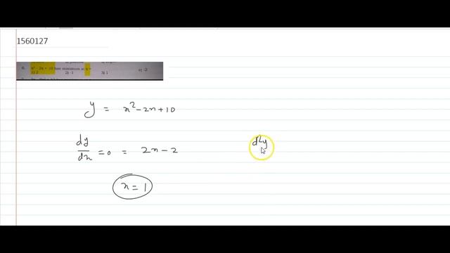 `x^2-2x+10` has minimum at `x`