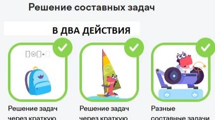 Математика 1 класс
Составные задачи в два действия