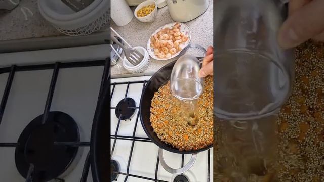 киноа с креветками#еда# #креветки#киноа#Komosa ryżowa z krewetkami#jedzenie #