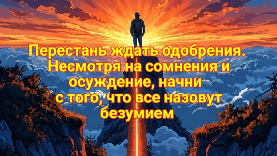 Перестань ждать одобрения. Несмотря на сомнения и осуждение, начни
 с того, что все назовут безумием