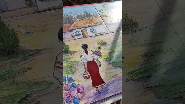 Панно из плитки. Керамогранит с росписью. Не сотрётся. На фасад.
