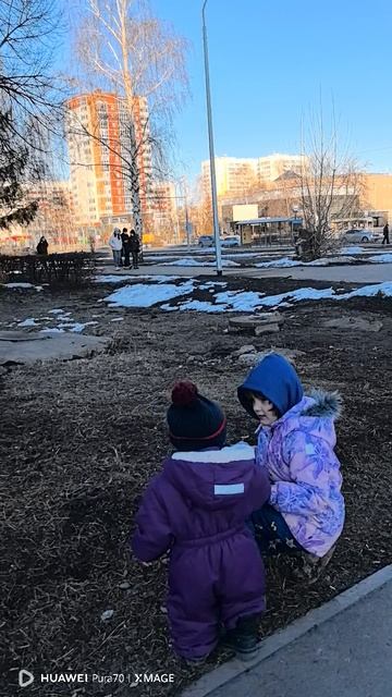 Дети кормят птиц
