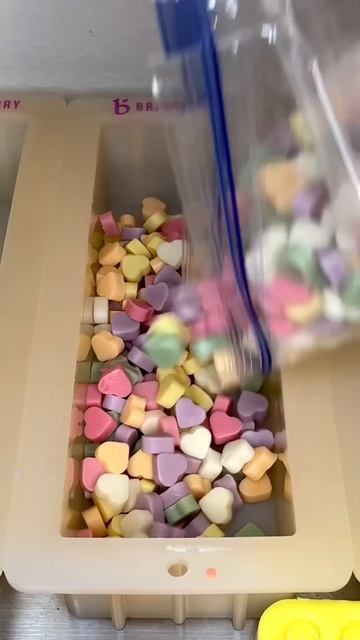I turned Conversation Hearts into soap! #valentinesday #soapmaking #conversationhearts #soap