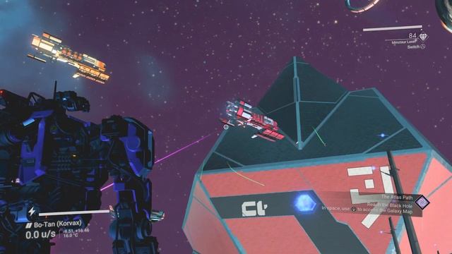 Fun with a Minotaur on my Freighter in No Man's Sky