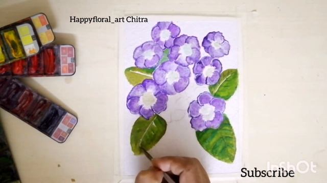 Paint with me watercolor gloxinia flowers | Easy watercolor Gloxinia flowers| How to paint flowers