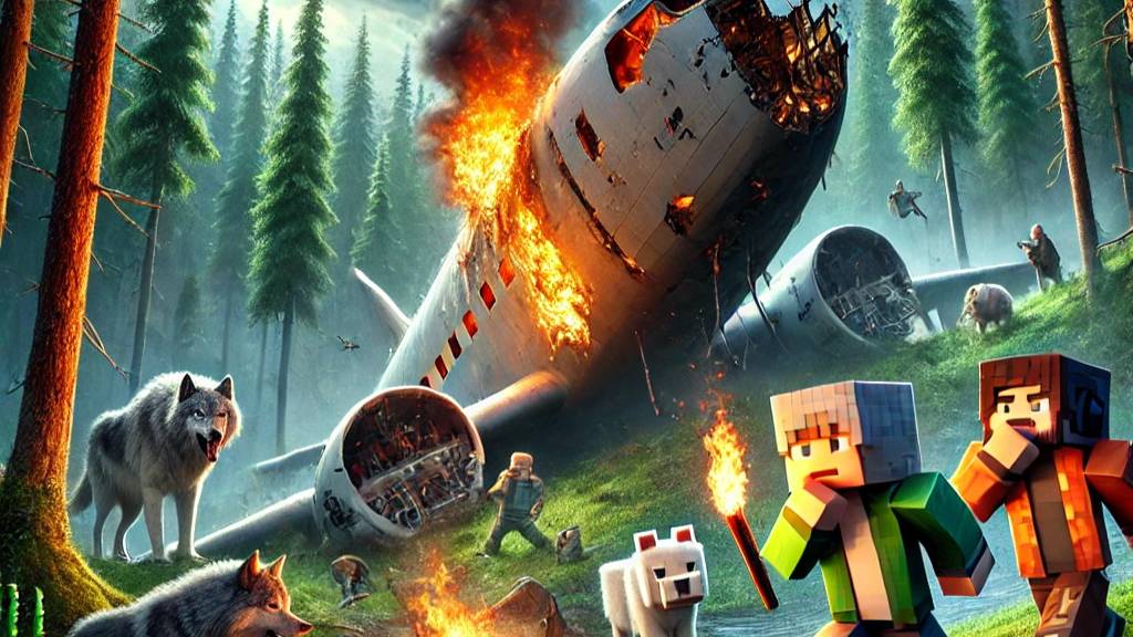 МЫ ПЕРЕЖИЛИ КРУШЕНИЕ САМОЛЕТА В ДИКОЙ ТАЙГЕ В МАЙНКРАФТ! ✈️🔥🌲