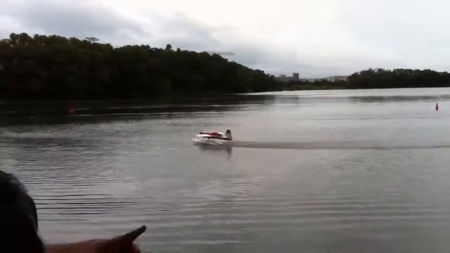 Float plane first attempt to take off failed at Tampines