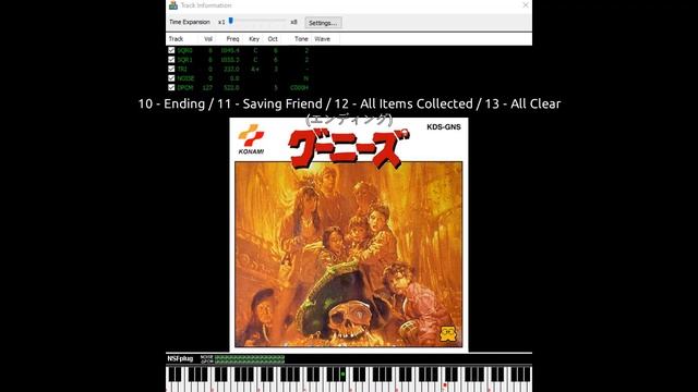 The Goonies (Famicom): 10 - Ending / 11 - Saving Friend / 12 - All Items Collected / 13 - All Clear