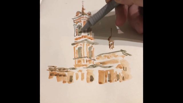 Timelapse video. Urban Sketching Moscow. Church of Resurrection
