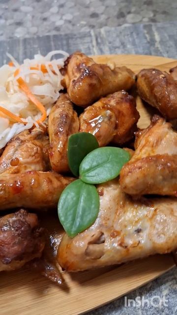 Пикантные куриные крылья с медом, в апельсиновом соусе#крылья#острыекрылья