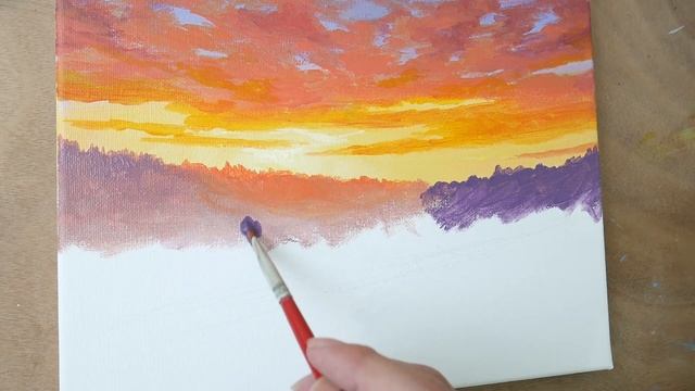 Простой горный пейзаж акрилом / Живопись