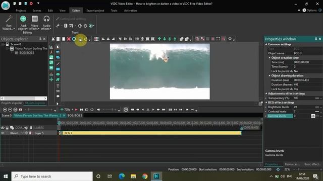 How to brighten/darken a video in VSDC Free Video Editor?