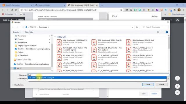 Using a PDF from Amplify and Uploading to Google Classroom
