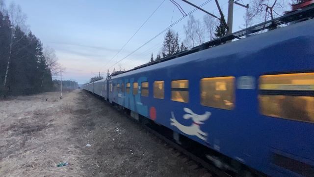 Электропоезд ЭП2Д-0101 «РЭКС» «ЭКСПРЕСС ЗВЕНИГОРОД» пл.Скоротово до ст.Звенигород. 26.03.2025.