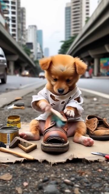 Щенок 🐶 не падает духом ❤️🎊