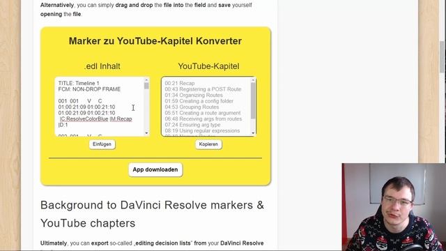 Convert DaVinci Resolve markers to YouTube chapters (EDL files)