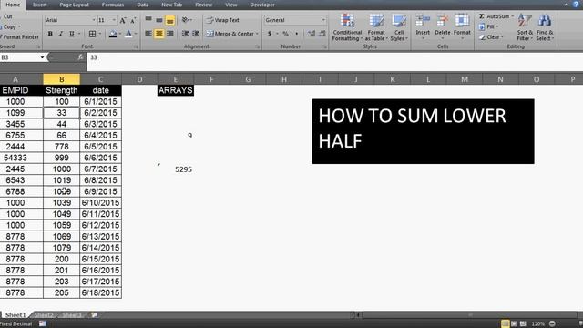 Learn Excel  - Video 77  Super Amazing Arrays - How to Sum the lower half