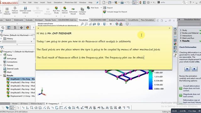 How to do Modal (or) Resonance effect analysis in Solidworks