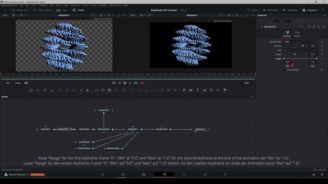 BMD DaVinci Resolve / How to set Replicate 3D animations in Fusion 16 or 17 / Quick Tip EN / DE