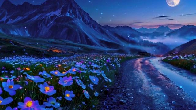 ✨Расслабляющая мелодия для сна. Ночной пейзаж: Путешествие по горам✨