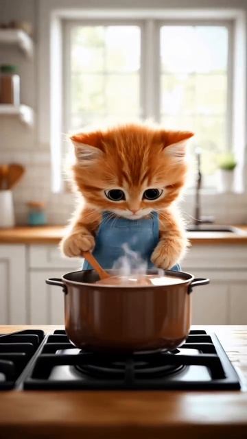 Котёночек готовить какао 🧋