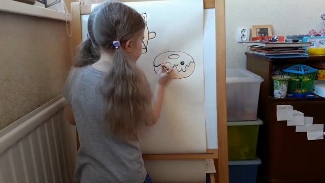 Рисуем пончик. Рисуем с детьми.