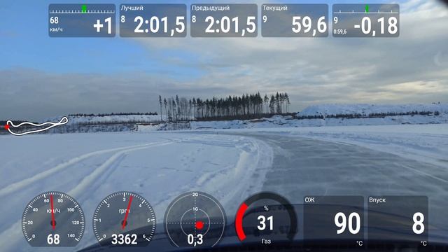 Тренировка на Дубровском карьере, трасса ралли-спринт, Subaru WRX STI, без ABS, лучшее время дня.