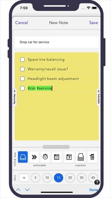 Creating a Note in AlphaNotes (GTD System)