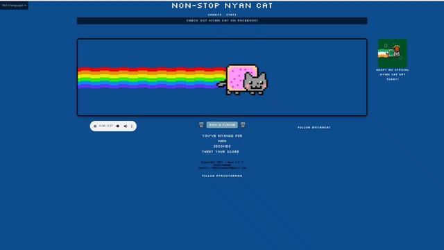 Nyan cat в разных скоростях (от 0,25х до 2х)