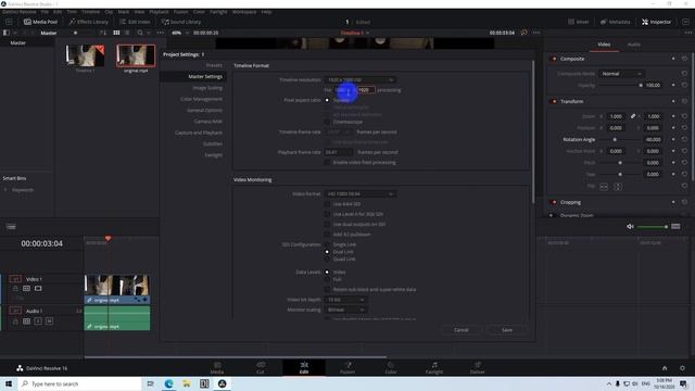 How to Rotate a Horizontal video to Vertical (DaVinci Resolve 16)