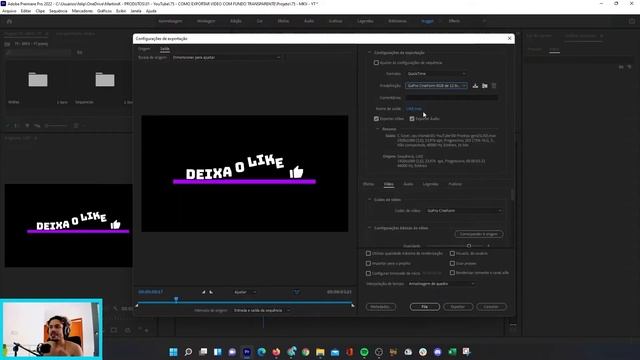 COMO EXPORTAR VÍDEO COM FUNDO TRANSPARENTE NO ADOBE PREMIERE 22