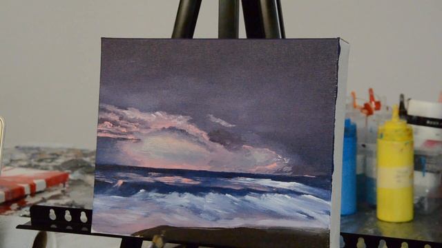 Acrylic Stormy sea painting time lapse, Acrylic sea painting.