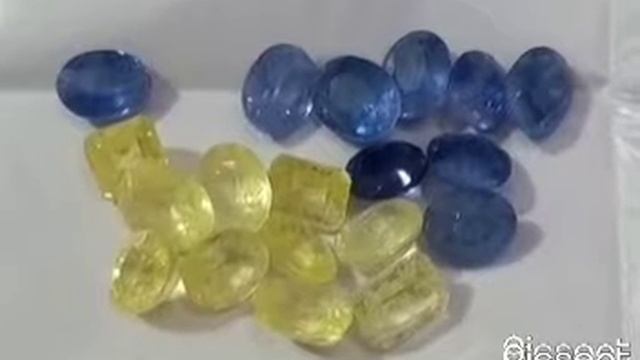 Lab Grown Yellow Sapphire 74.10caratLab Grown Blue Sapphire 56.20carat