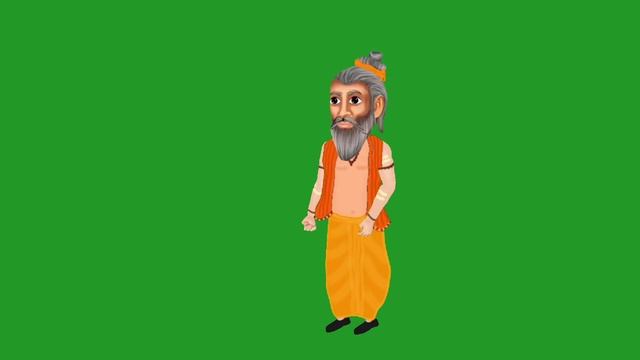 green screen Brahman cartoon character 3/green screen cartoon man