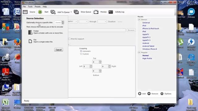 Diminuire dimensione video con Handbrake