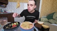 МУКБАНГ НАРЕЗКИ ЛУЧШЕЕ - РЫБНАЯ КОТЛЕТА / СПАГЕТТИ / САЛАТ / ТОРТ / EATING MUKBANG АСМР 31. 03. 2025