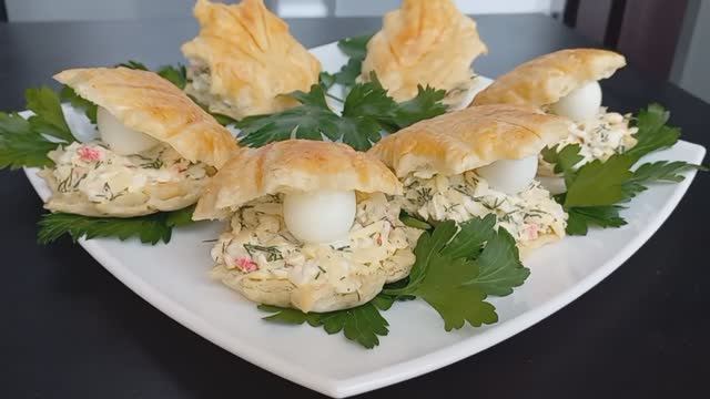 Вкусная Праздничная закуска! "Ракушки с жемчужиной" Если хотите всех удивить, приготовьте!