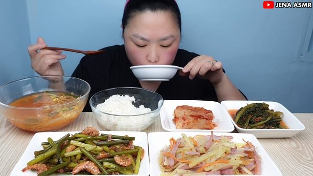 집밥 먹방🇰🇷 콩나물국&햄감자볶음&마늘쫑건새우볶음(ft. 배추김치, 열무김치) 백반 ♥ 리얼사운드 ASMR MUKBANG Eating show Real sound