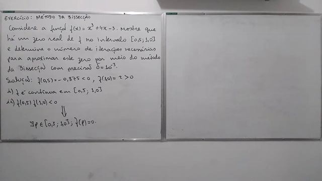 Aula 2.3: Exercício Envolvendo o Método da Bissecção - Número de Iterações